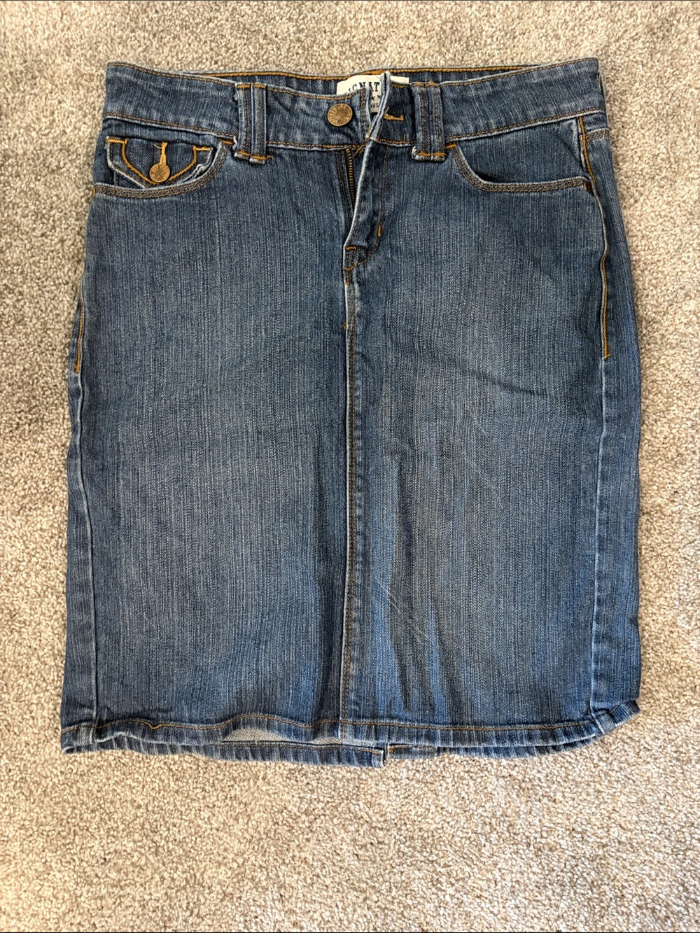 Women's Blue Denim Midi Pencil Skirt